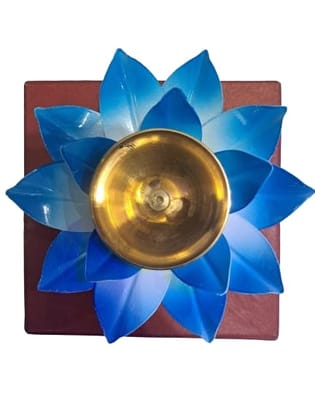Brass Lotus Shape Kamal Patti Akhand Diya For Diwali Pooja With Transparent Gift Box