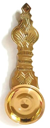 Gold Brass Kapoor Holder & Camphor Burner For Pooja