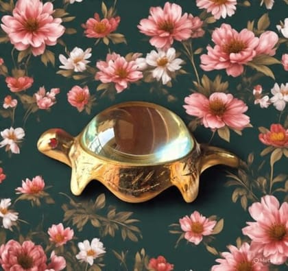 White Pure Brass Vastu Feng Shui Tortoise With Shree Yantra, Antique Finish, Kuber Yantra For Home & Office Decor