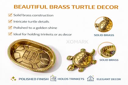 Gold 100% Pure Brass Tortoise Vastu Feng Shui Turtle For Wealth, Good Luck & Positive Energy | Home & Office Decor | Secret Wish Feature | Vastu Gift Item