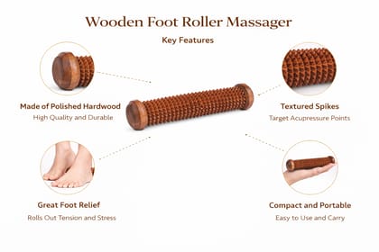 Brown Handicraft Shisham Wood Foot Roller Massager For Acupressure Foot Massage
