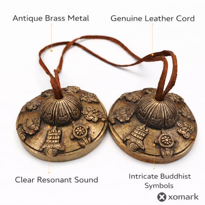 Brass & Kansa Tingsha Bell Tibetan Manjeera For Meditation & Healing