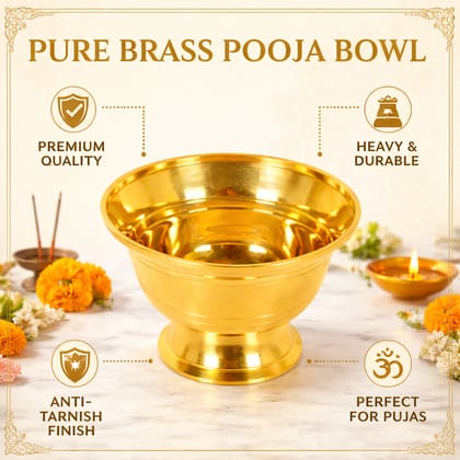 Gold Brass Oil Bowl Cup Katori For Puja