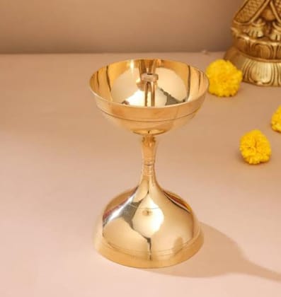 Gold Brass Akhand Jyoti Stand | Eternal Oil Lamp | Indian Religious Diya For Pooja