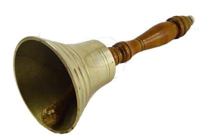 Brass Wooden Handle Heavy Beautiful Hand Bell For Temple(6 Inches)
