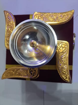 Gold Brass Swastik Symbol Design Brass Akhand Diya Oil Lamp | Brass Swastik Diya For Pooja