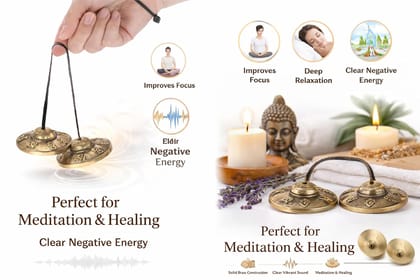 Gold Mantra Engraved Tibetan Tingsha Bells, Solid Brass Meditation Cymbals, Sound Healing Instrument For Yoga, Mindfulness And Spiritual Rituals